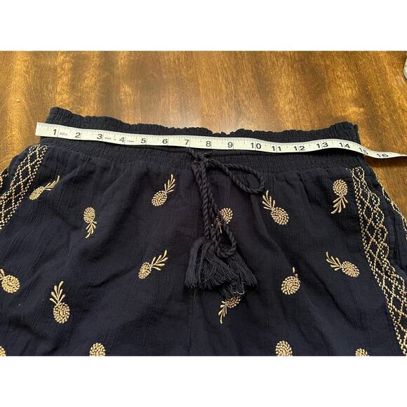 J. Crew Women's Navy Metallic Gold Pineapple Drawstring Casual Shorts Small - Picture 9 of 12